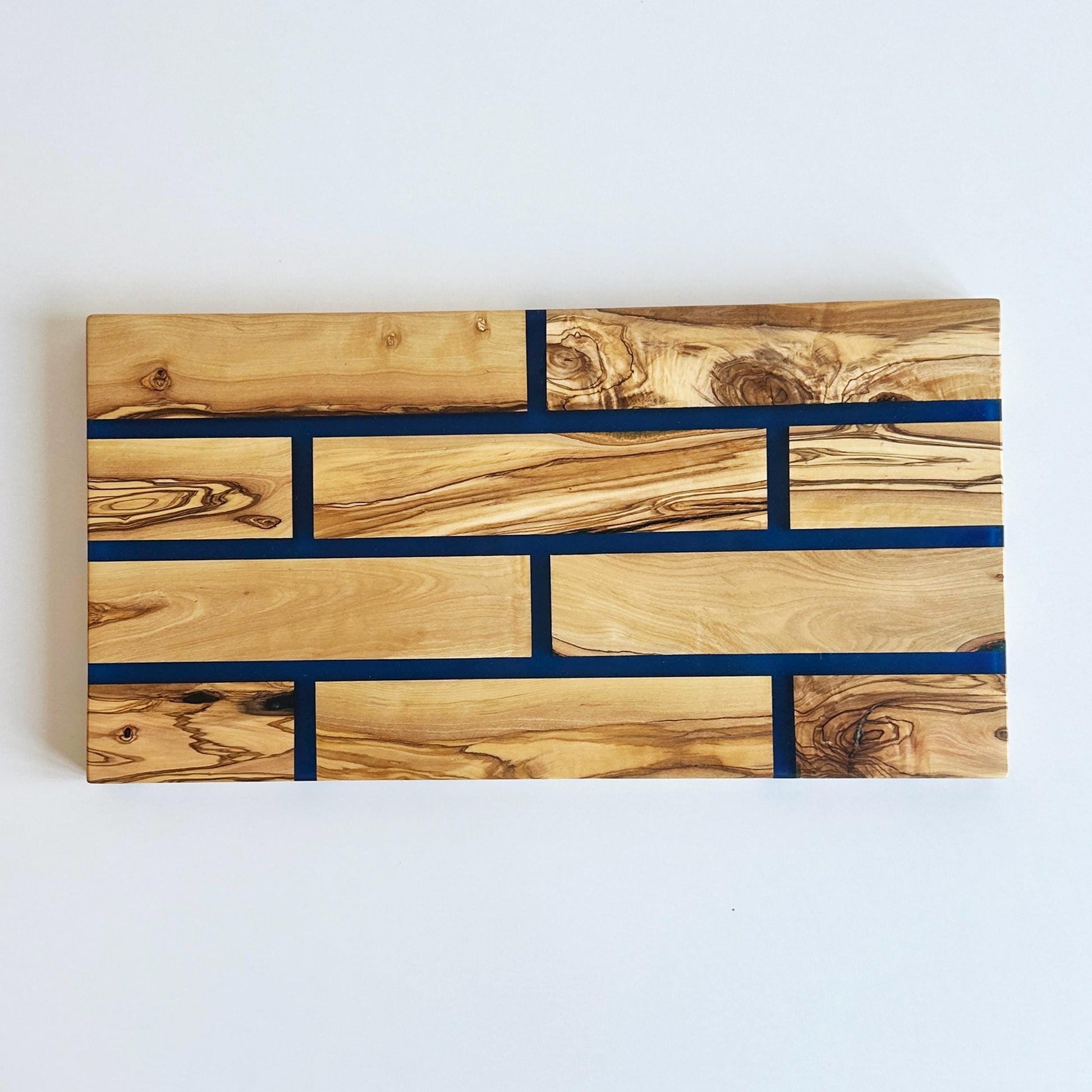 Hand Crafted Olive Wood And Resin | Charcuterie Board With Brick Pattern | New Home Gift | Olive Wood Board With Epoxy