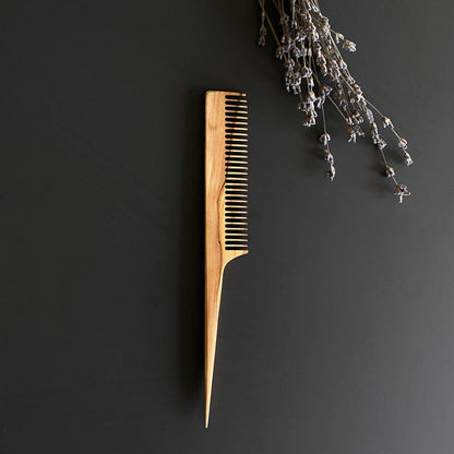 Handmade Olive Wood Rat Tail Comb, Fine Tooth Comb