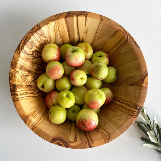 Handmade Large Olive Wood Salad Bowl - 11 Inches Salad Bowl - End Grain Decorative Bowl - Large Olive Wood Serving Bowl - Handmade Gift