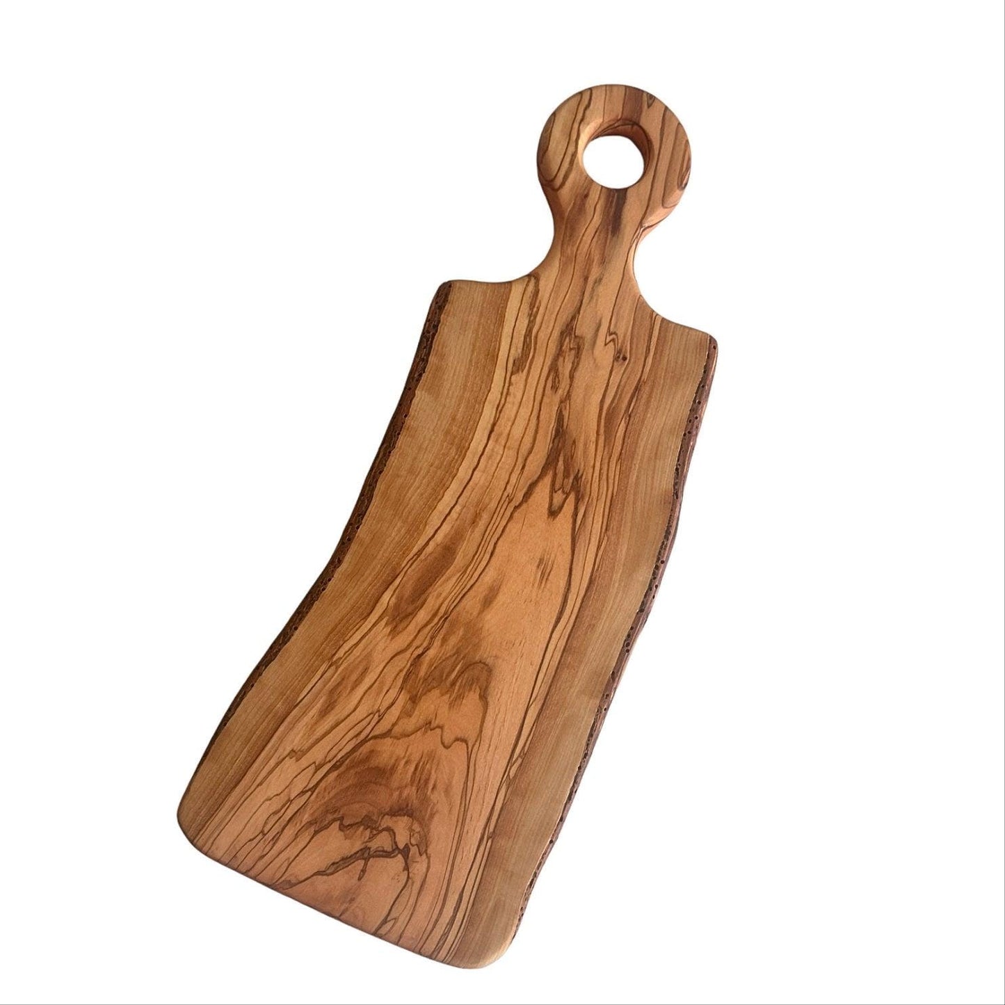 Natural Shaped Olive Wood Serving Board With Handle