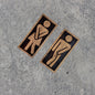 Olive Wood Restroom Sign | Bathroom WC Door Sign | Wooden Toilet Sign | Male Female Bathroom Figurines | Unique Toilet Door Plate