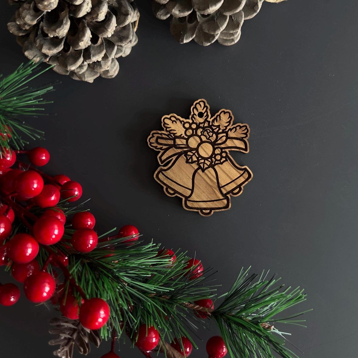 Engraved Olive Wood Christmas Ornament | Gift Boxes