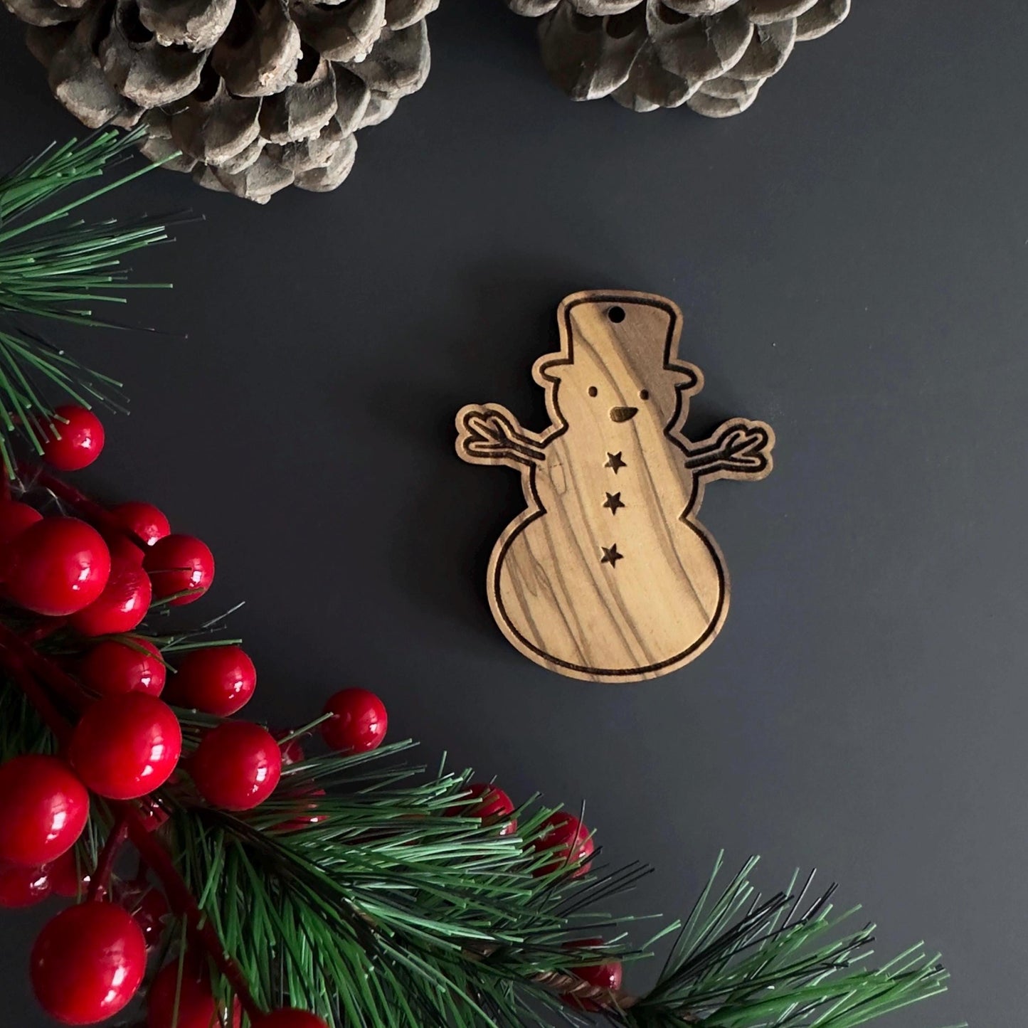 Olive Wood Unique Design Christmas Ornaments | Olive Wood Christmas Ornaments Unique Shapes Engraved | Christmas Gift | Wooden Ornaments