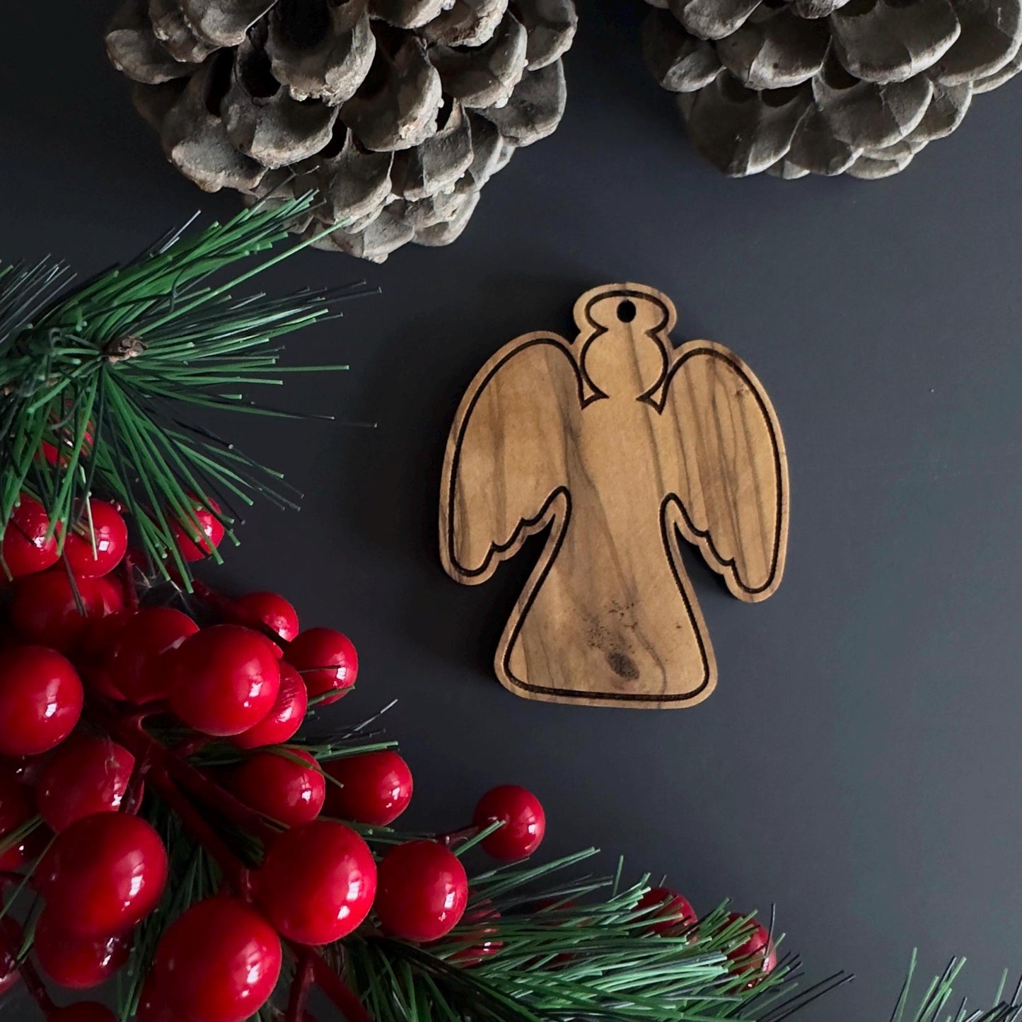 Olive Wood Unique Design Christmas Ornaments | Olive Wood Christmas Ornaments Unique Shapes Engraved | Christmas Gift | Wooden Ornaments