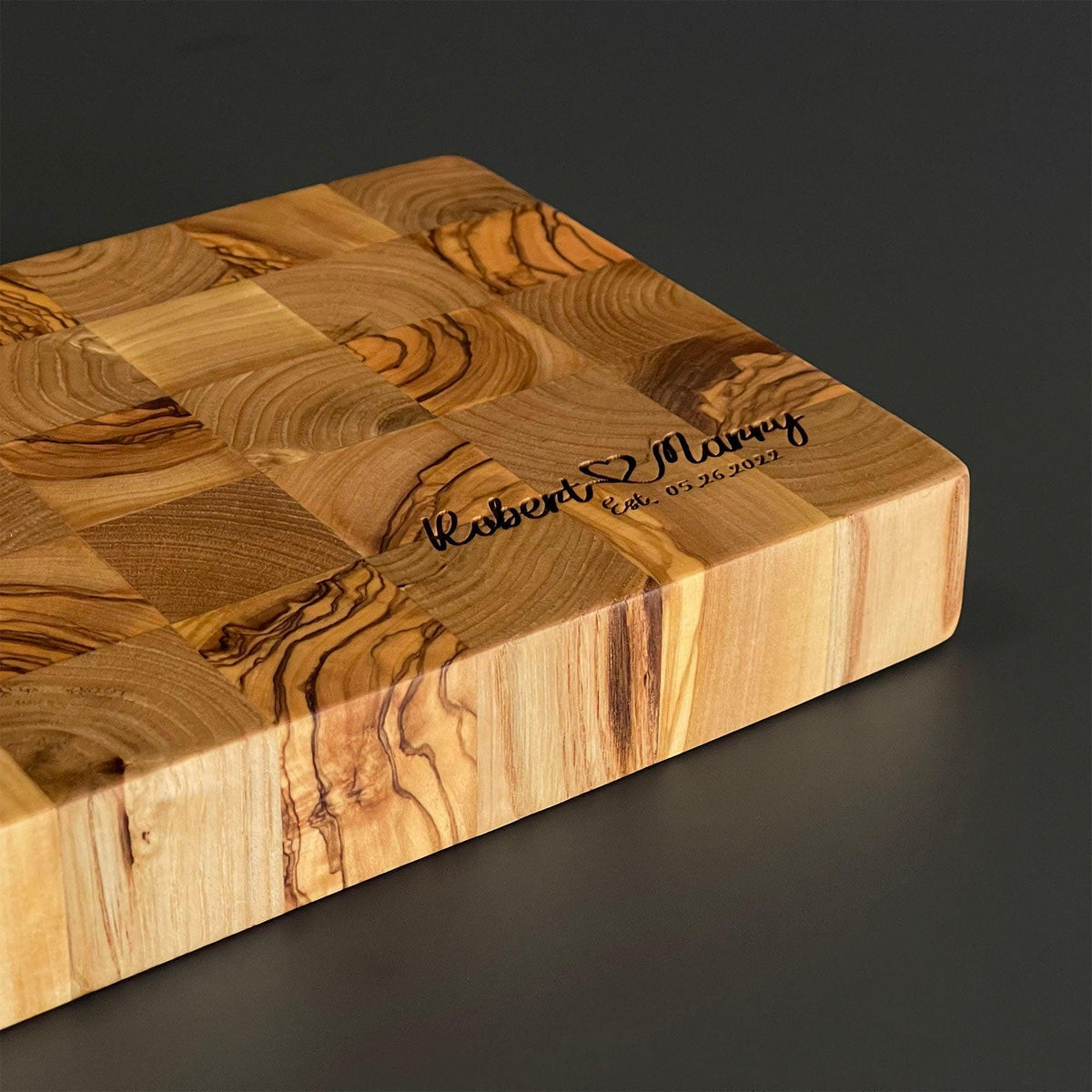 Handmade Olive Wood Cutting Board and Chef's Knife Set, Personalized Kitchen Gift