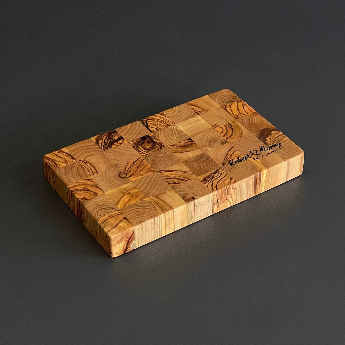 Handmade Olive Wood Cutting Board and Chef's Knife Set, Personalized Kitchen Gift
