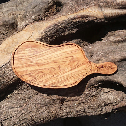 Personalized Olive Wood Cutting Board, Engraved Handle