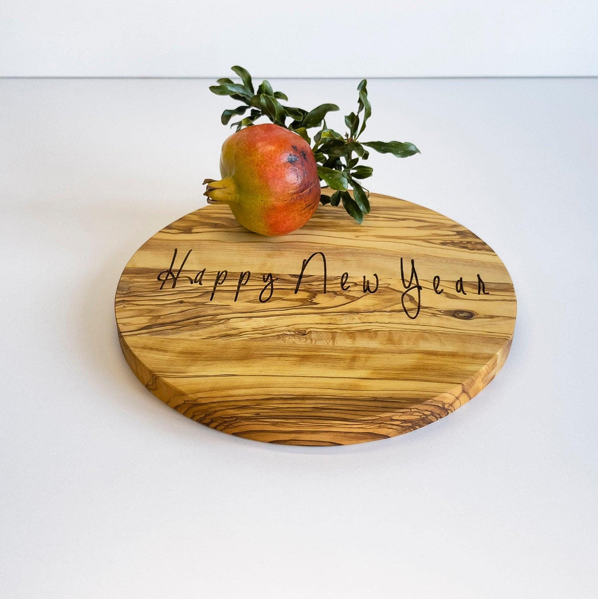 Personalized Olive Wood Cutting Board, Circle Serving Board