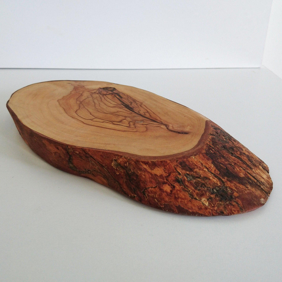 Handmade Olive Wood Rustic Serving Board, Live Edge