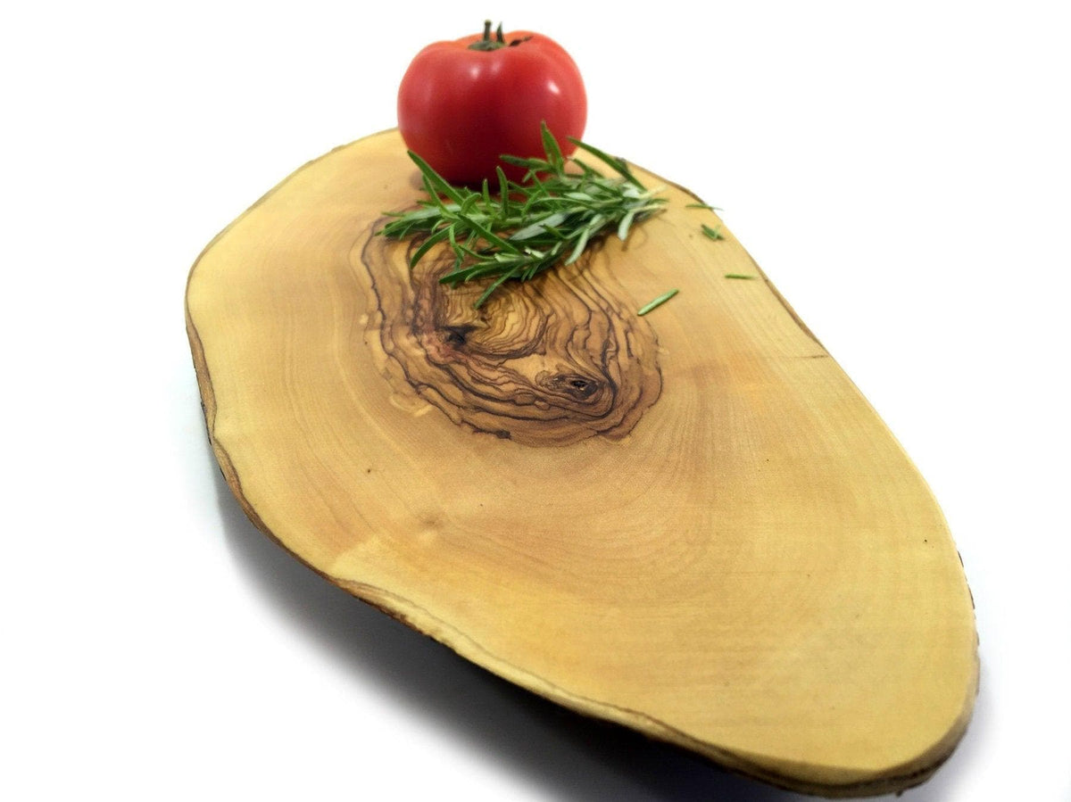 Handmade Olive Wood Rustic Serving Board, Live Edge