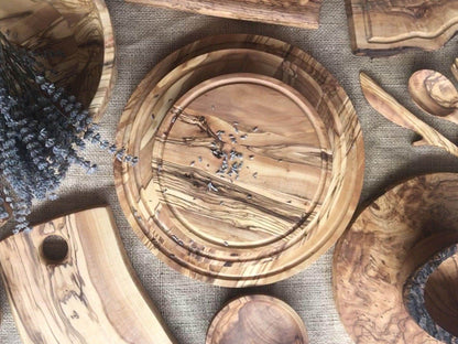 Personalized Olive Wood Round Pizza and Steak Board