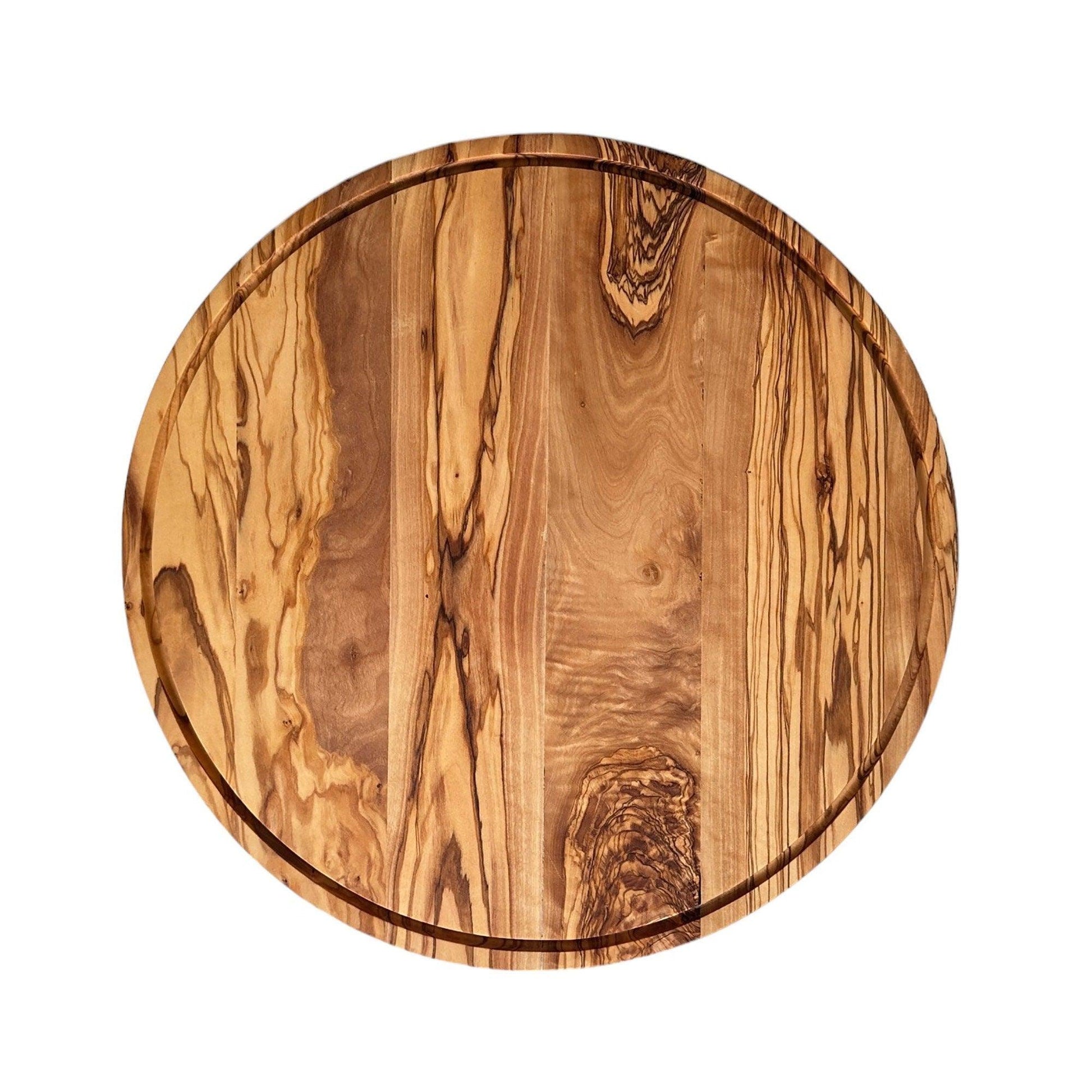 Personalized Olive Wood Round Pizza and Steak Board, Wooden Round Cutting Board, Large Pizza Boards