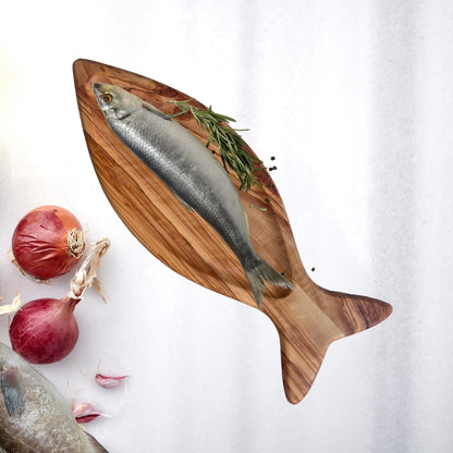 Handcrafted Olive Wood Fish-Shaped Plates - Decorative Wooden Plates - Gift For Mom