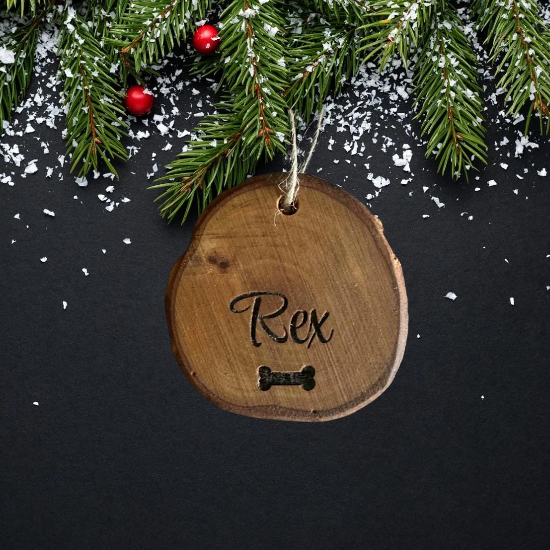 Personalized Olive Wood Christmas Tree Ornament | Family & Pet Names Engraving | Wooden Christmas Ornaments