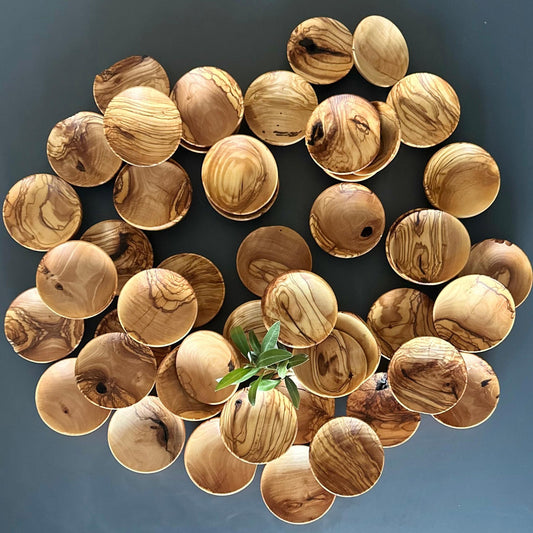 Deformed Olive Wood Mini Bowls in Bulk | Rustic Tiny Dishes | Pinch Bowls | Christmas Dishes