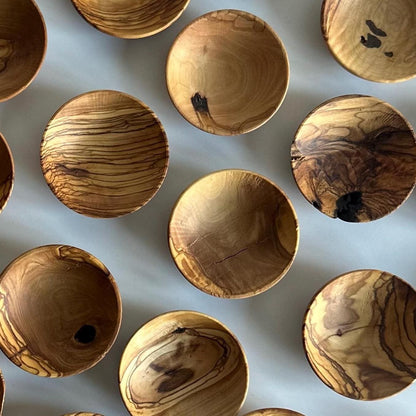 Deformed Small Plates, Deformed Olive Wood Mini Bowls, Rustic Tiny Dishes, Small Dipping Bowls, Wholesale Mini Bowls in Bulk