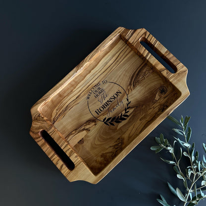 Personalized Olive Wood Serving Tray for Stylish Presentation, Christmas Gift, Gift For The Home