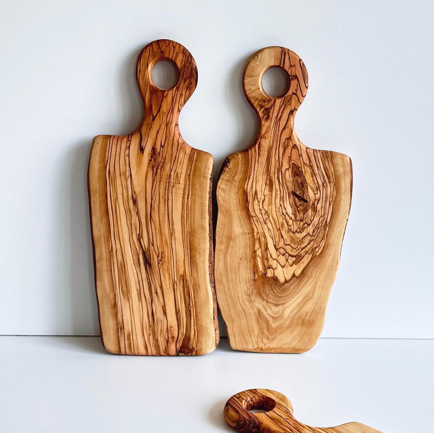 Natural Shaped Olive Wood Serving Board With Handle