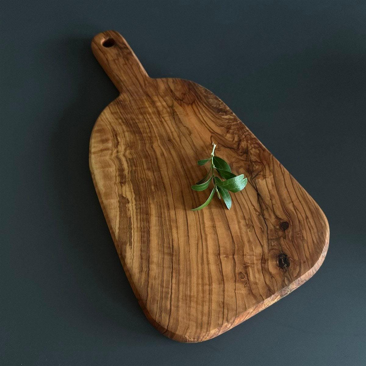 Personalized Solid Olive Wood Cutting Board, Rustic and Durable Kitchen Essential