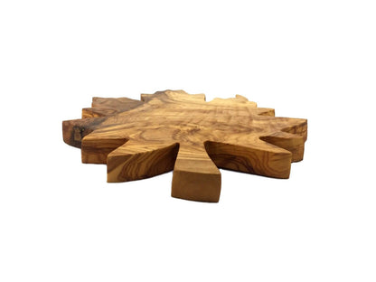 Olive Wood Cutting Board: Sycamore Leaf Design, Antibacterial
