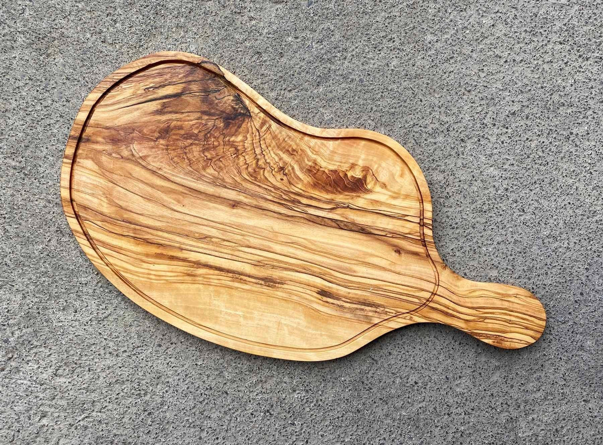 Personalized Olive Wood Cutting Board, Engraved Handle