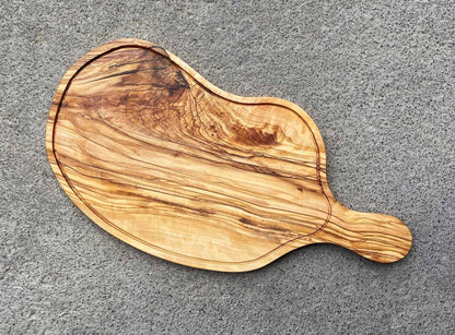 Personalized Olive Wood Cutting Board, Engraved Handle