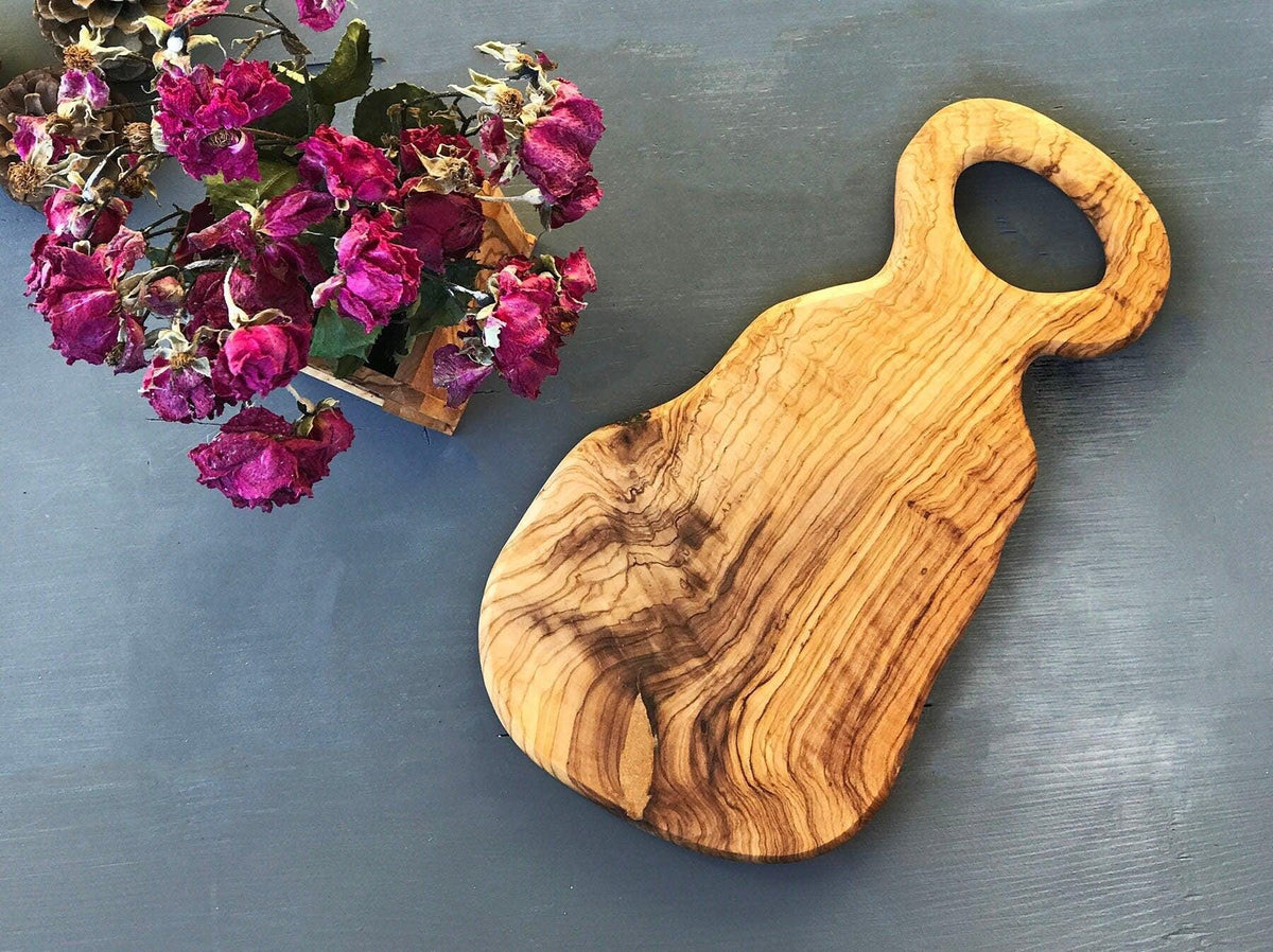Modern Olive Wood Cutting Board, Turkish Aegean Olive Oil Finish