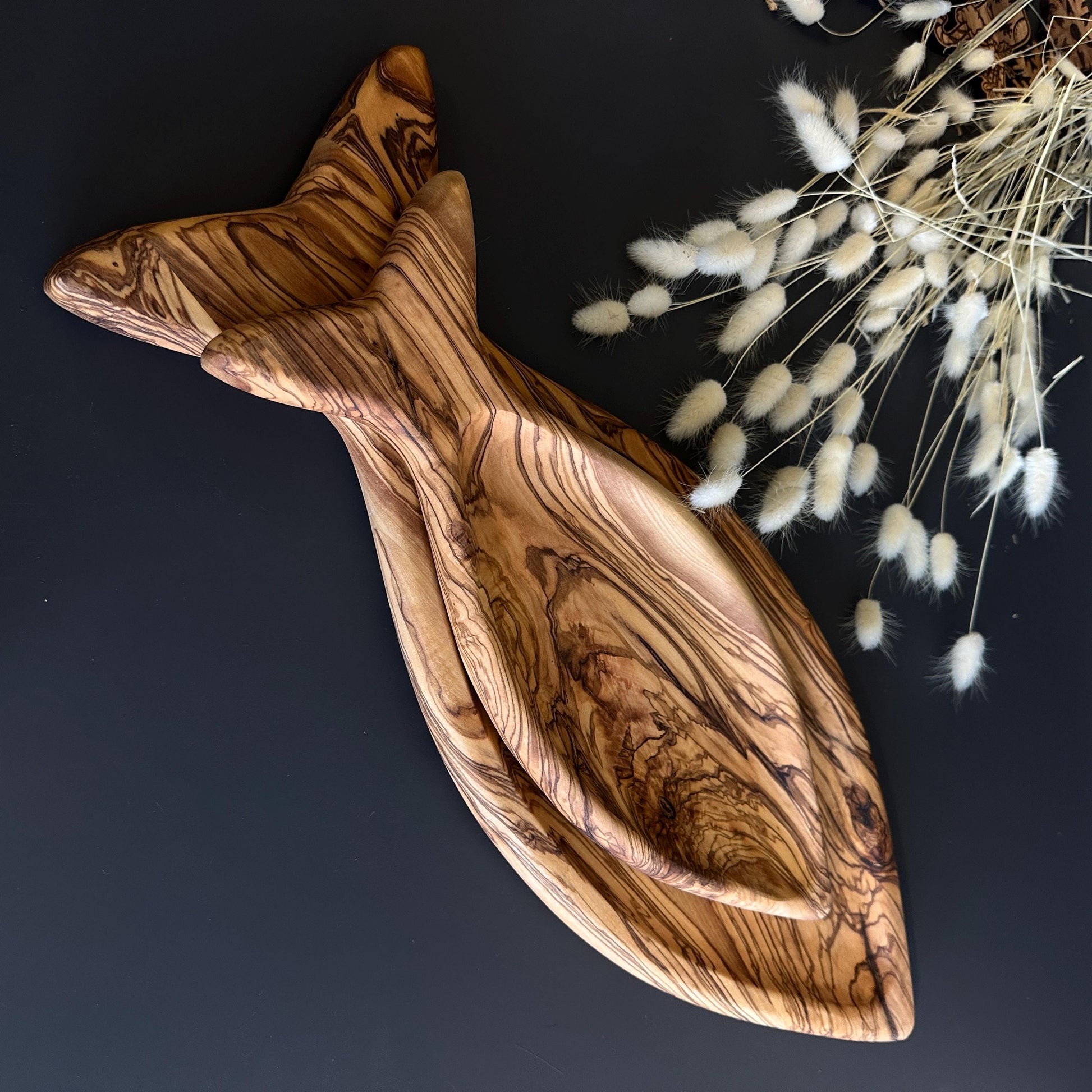 Handcrafted Olive Wood Fish-Shaped Plates