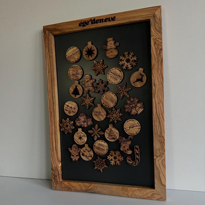 Olive Wood Magnet Display Stand – Magnet Display Board - Wooden Frame for Christmas Magnets