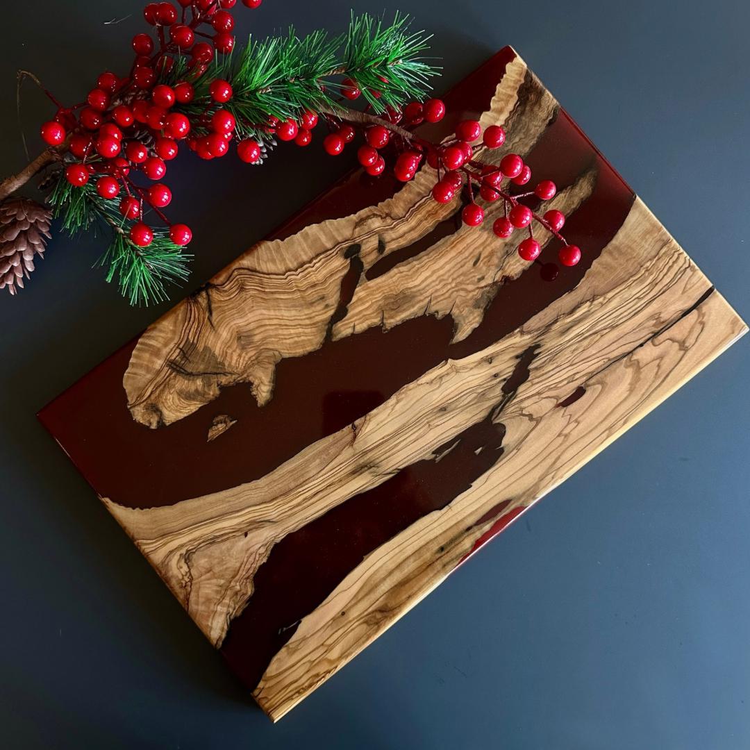 Burgundy resin board, luxury Christmas gift