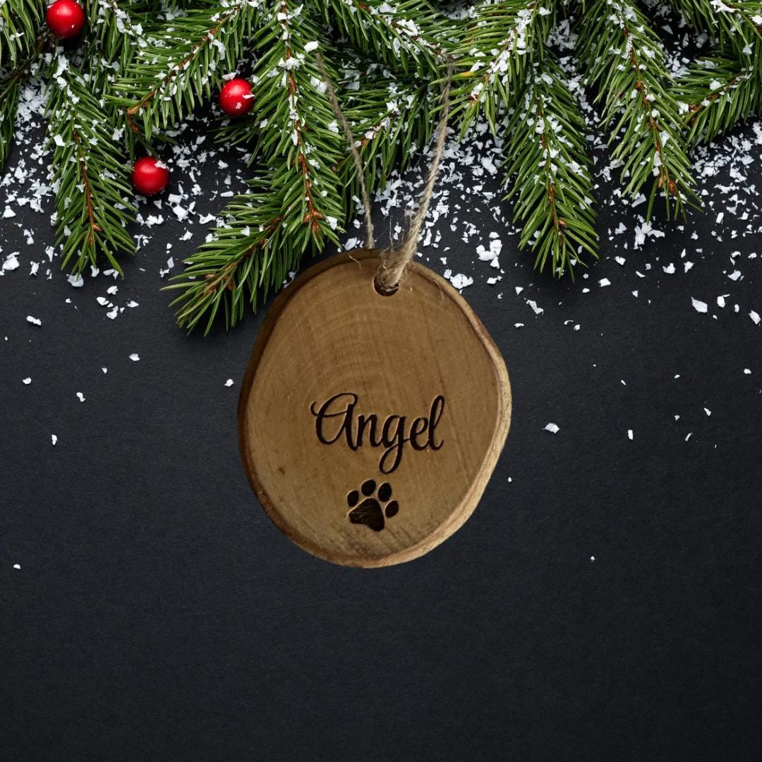 Personalized Olive Wood Christmas Tree Ornament | Family & Pet Names Engraving | Wooden Christmas Ornaments