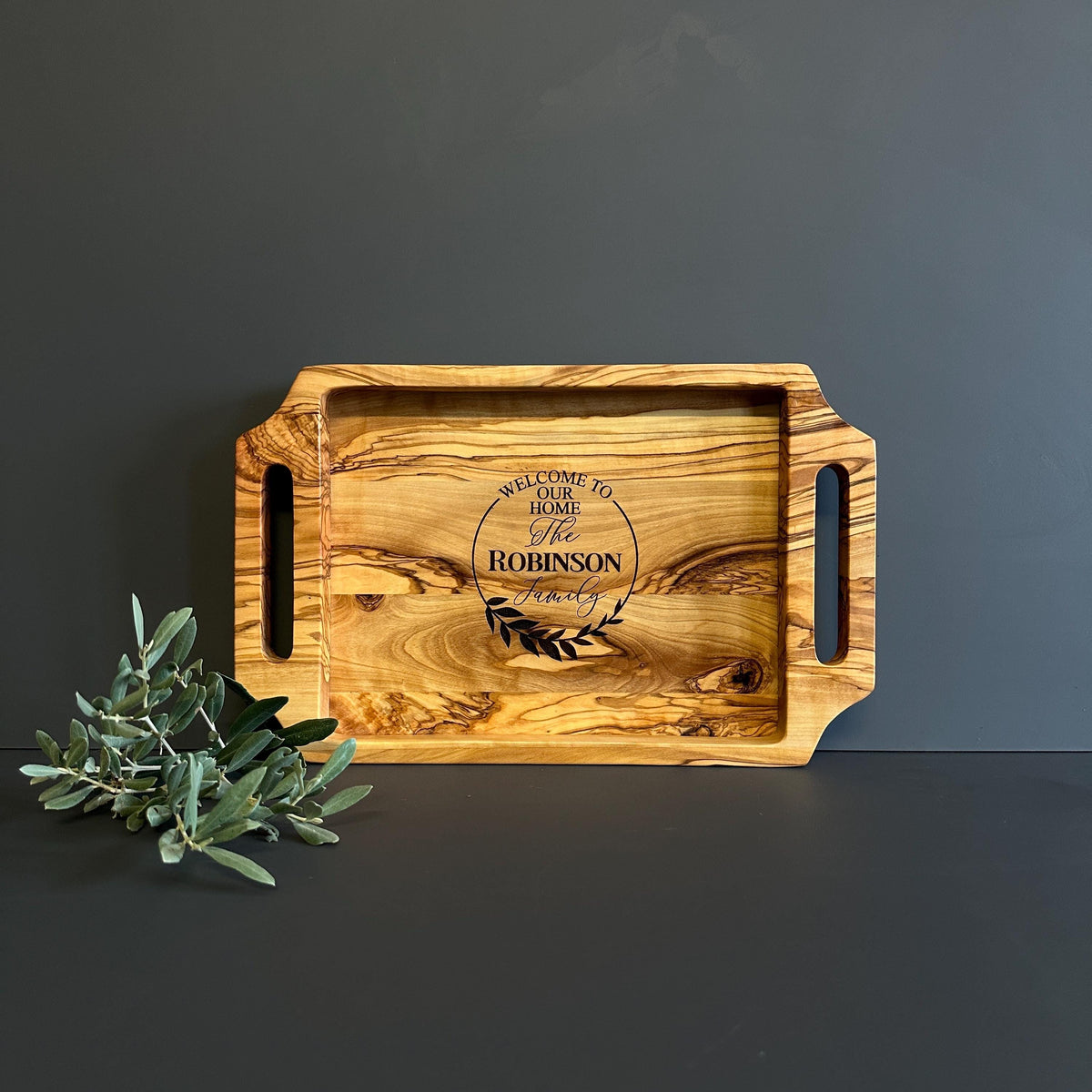 Personalized Olive Wood Serving Tray for Stylish Presentation, Christmas Gift, Gift For The Home