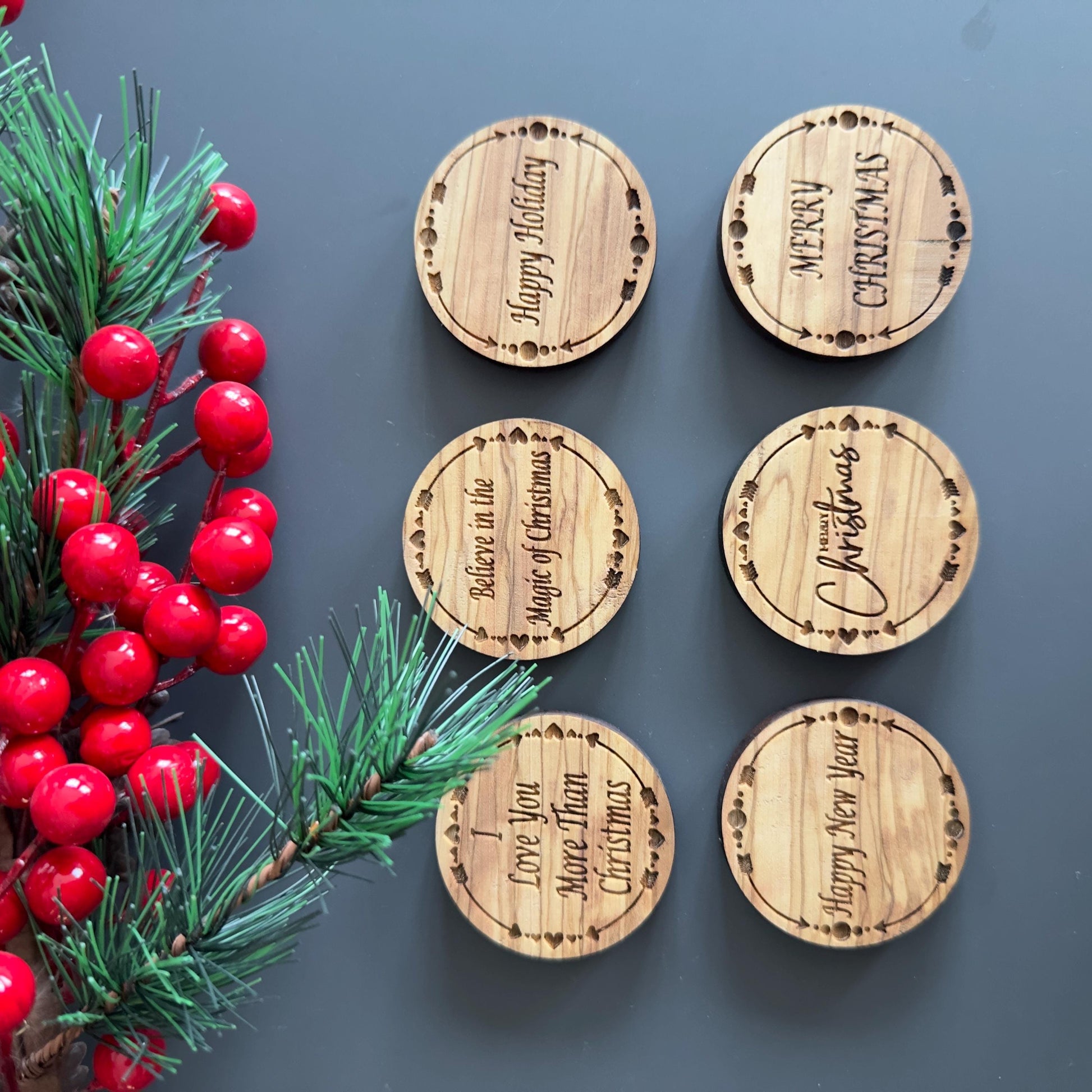 Olive Wood Magnet Display Stand – Magnet Display Board - Wooden Frame for Christmas Magnets