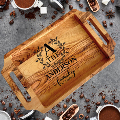 Personalized Olive Wood Tea / Coffee Tray, Authentic Wooden Tray, Authentic Tea Tray, Natural Wood Tea Tray, Luxurious Tea Tray
