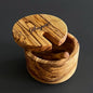 Personalized Olive Wood Salt Bowl with Spoon and Lid