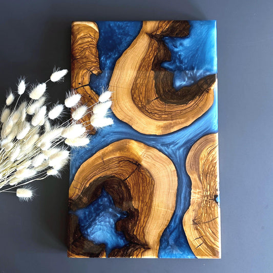 high quality luxury epoxy charcuterie board, blue resin board, christmas gift