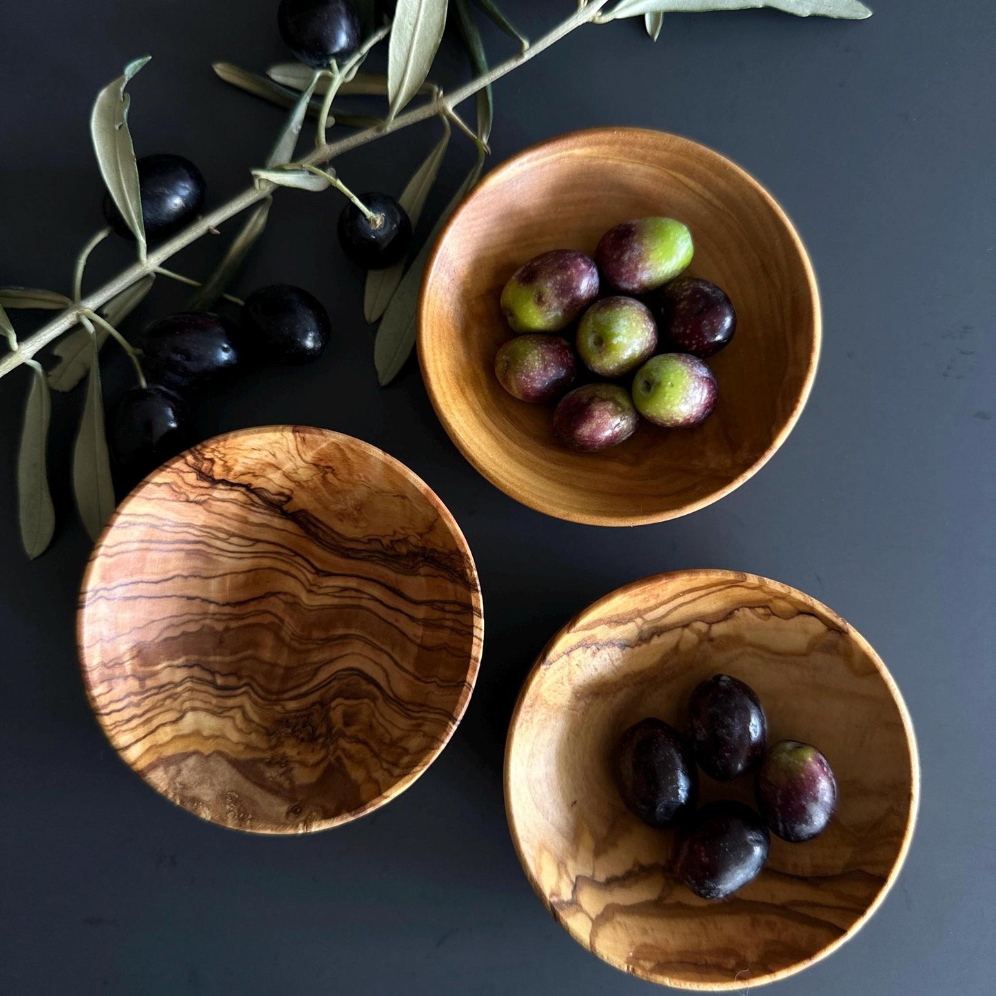 Olive Wood Sauce Bowls, Olive Wood Mini Bowls, Authentic Sauce Bowls, Art Deco Wooden Bowl