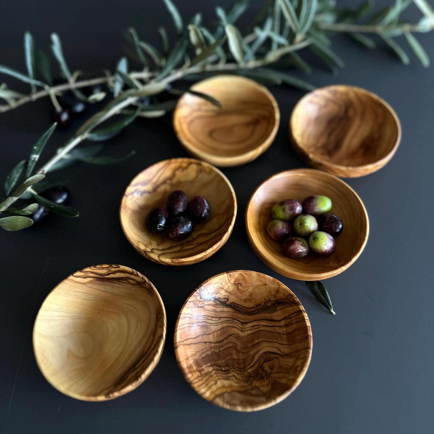 Olive Wood Sauce Bowls, Olive Wood Mini Bowls, Authentic Sauce Bowls, Art Deco Wooden Bowl