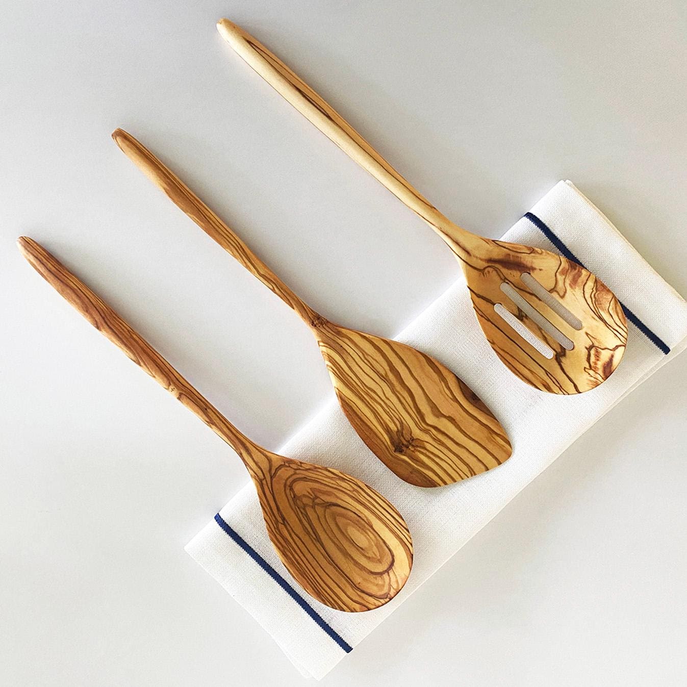 Olive Wood Organic Cutlery, Olive Wood Serving Spoon Set