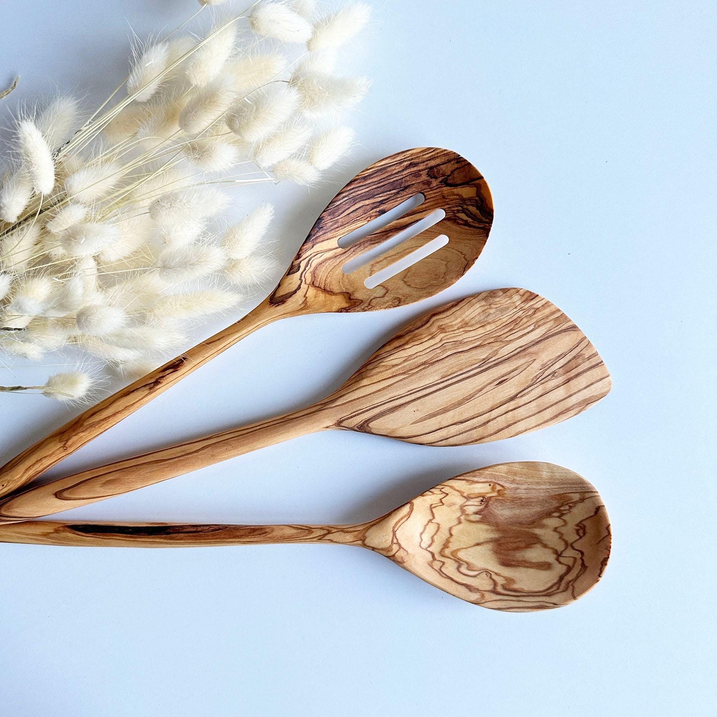 Olive Wood Organic Cutlery, Olive Wood Serving Spoon Set