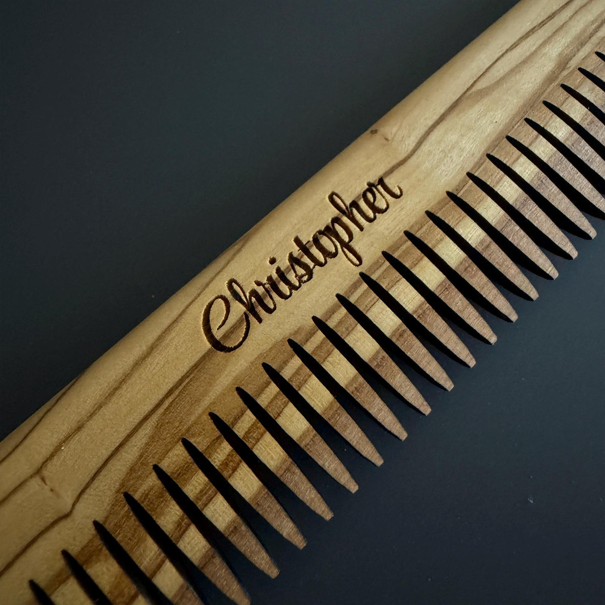Personalized Olive Wood Beard Comb, Handmade Pocket Hair Comb