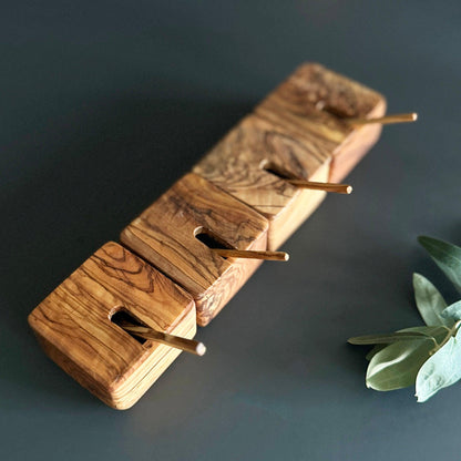 Handcrafted Olive Wood Spice Rack Set | Rustic Kitchen Decor