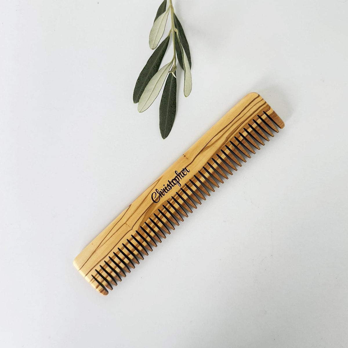 Personalized Olive Wood Beard Comb, Handmade Pocket Hair Comb