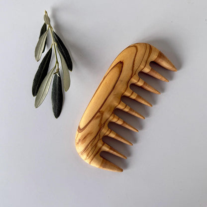 Customizable Bag Size Wide Tooth Comb - Olive Wood Handmade Comb - Gift For Mom