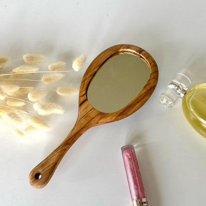 Personalized Olive Wood Hairbrush with Mirror