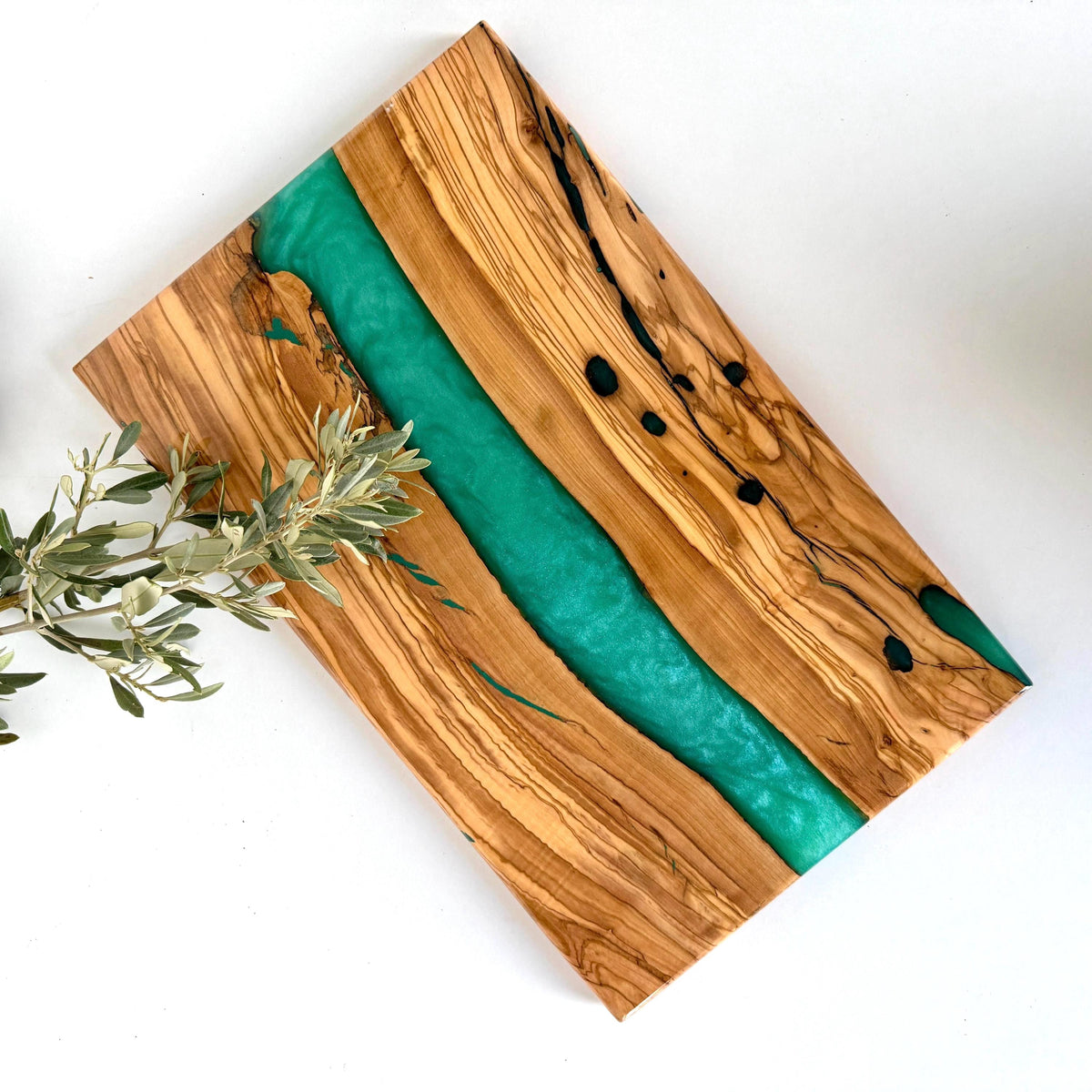 Olive Wood Charcuterie Board with Epoxy Resin | Serving Tray for Cheese | Christmas Gift