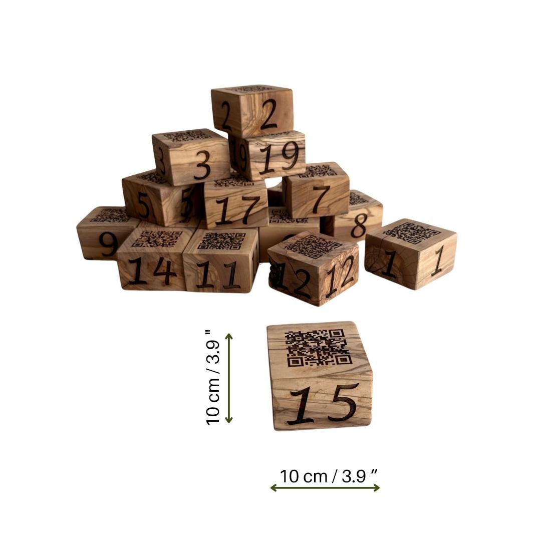 Olive Wood QR Code Table Number Sign – Restaurant Ordering System