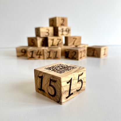 Olive Wood QR Code Table Number Sign – Restaurant Ordering System