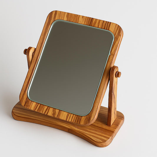 Handcrafted Olive Wood Table Mirror | Rustic Vanity Mirror | Personalized Gift