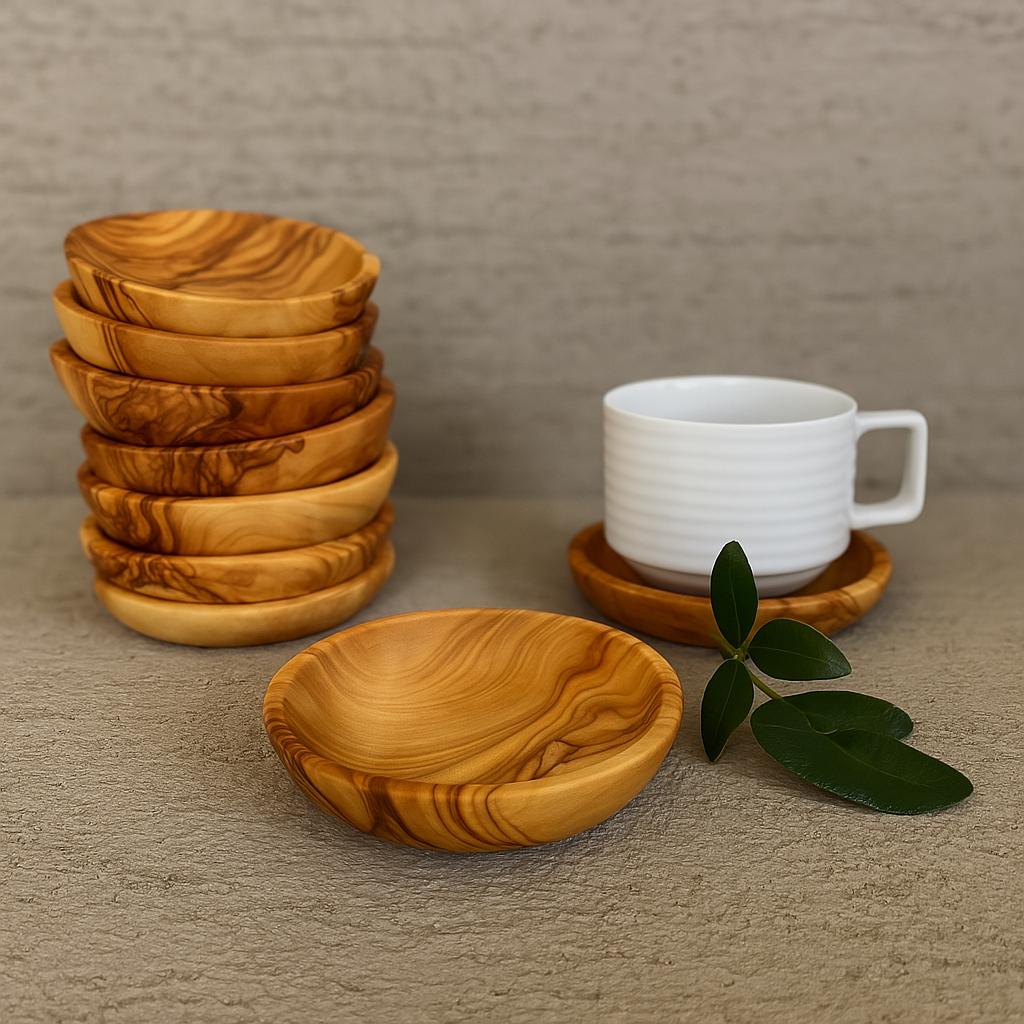 Personalized Olive Wood Coaster | Custom Engraved Snack Dish